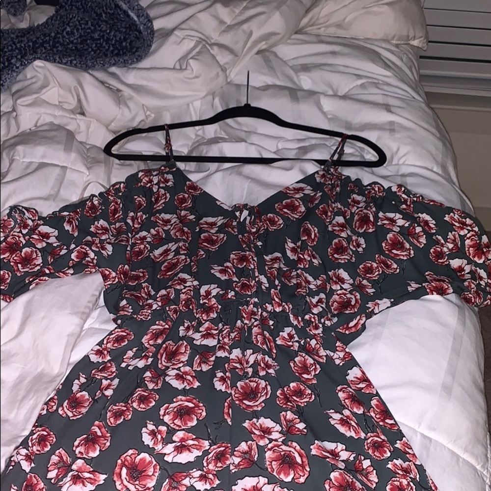 Olive/floral romper